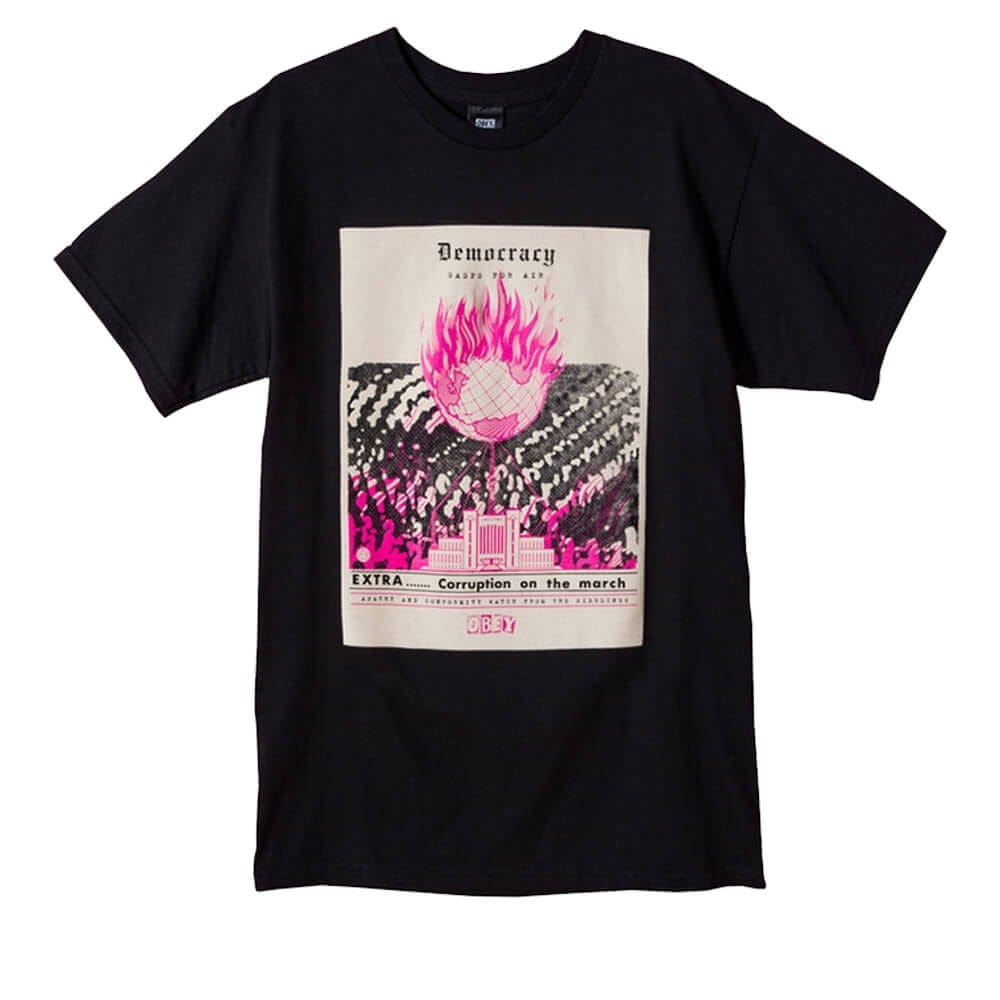Democracy Gasps for Air T-shirt - Black - Black