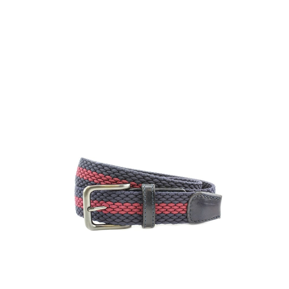 Stripe Web Belt - Navy/Burg