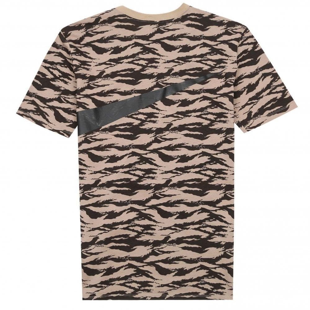All Over Print Swoosh T-Shirt - Khaki/Black