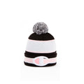 Bobble Beanie - Blk/Pink/Wht