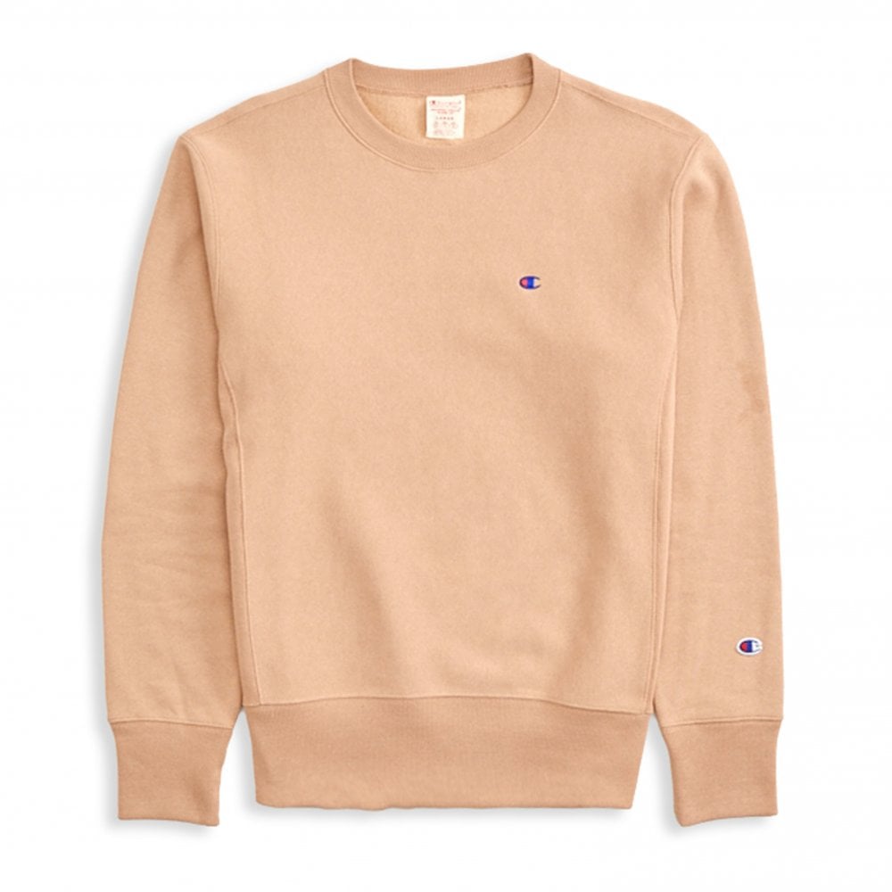 Fleece Lined Crewneck Sweatshirt - Light Brown