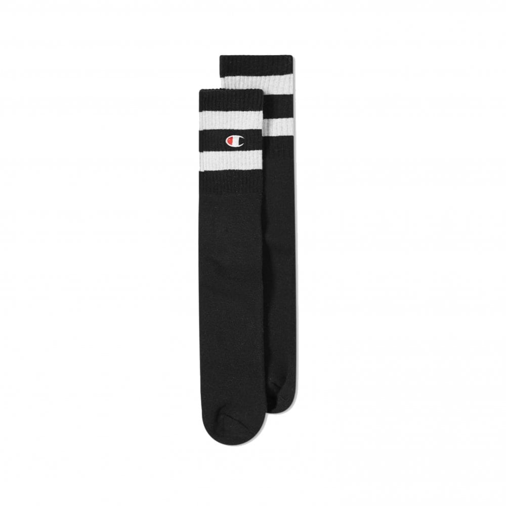 2 Stripe Crew Sock - Black/White