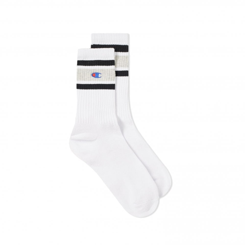 3 Stripe Crew Sock - Wht/Grey/Blk