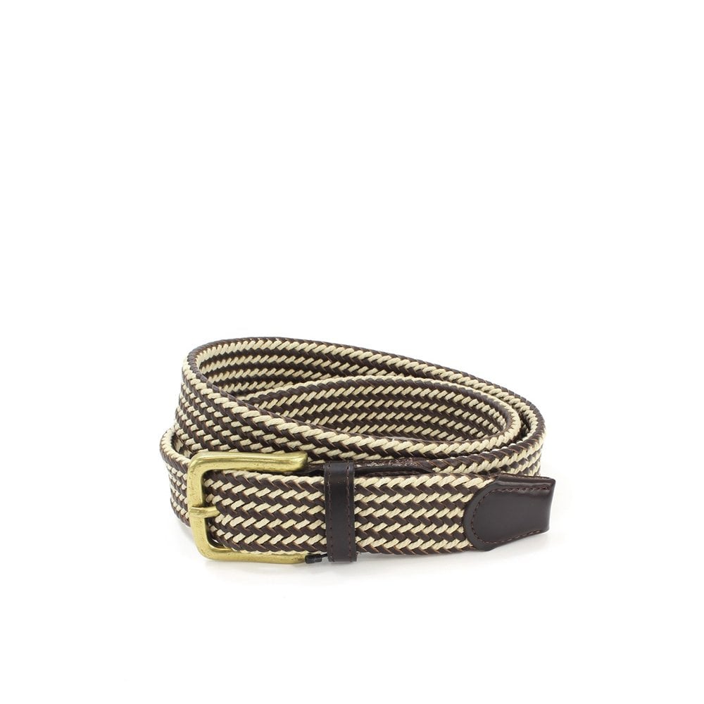 Cord/Leather Belt - Ecru/Dk Brwn