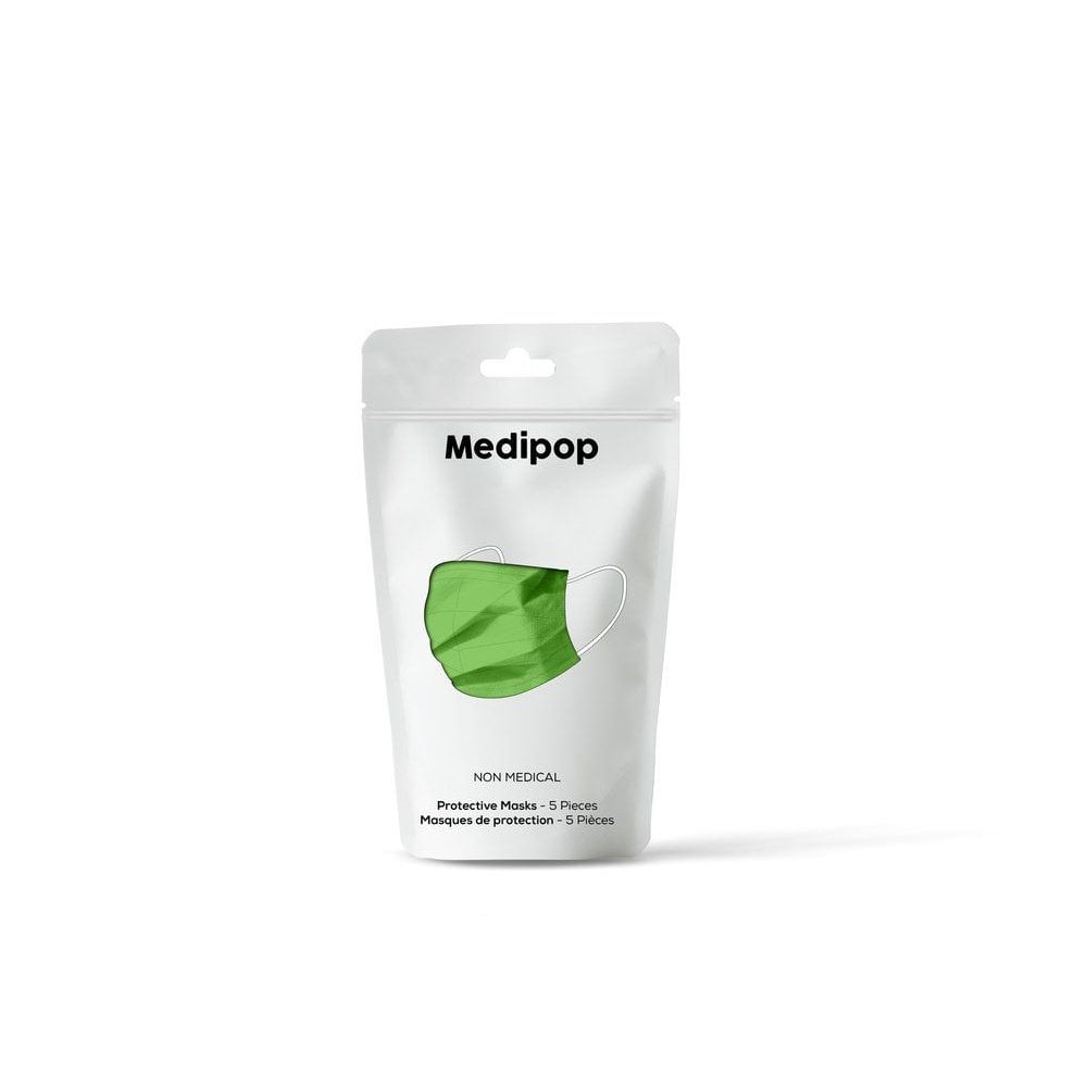 Disposable Mask 5 Pack - Neon Green