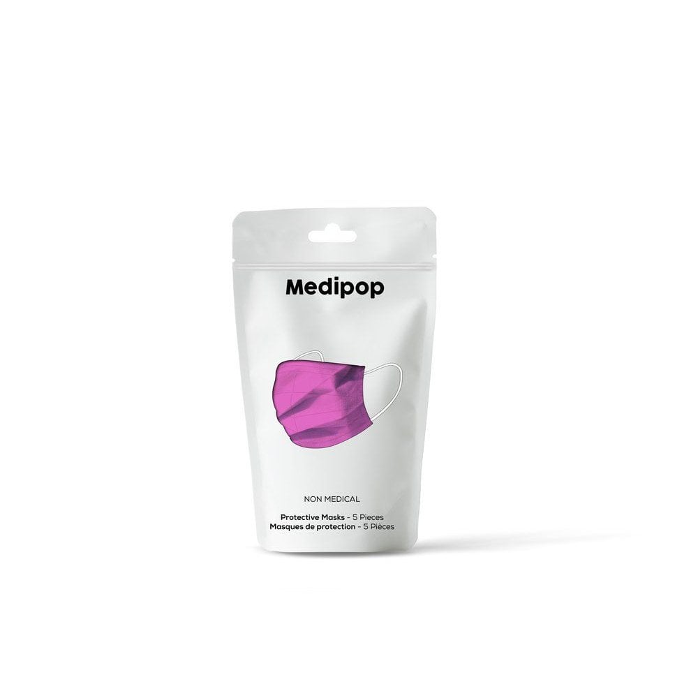 Disposable Mask 5 Pack - Neon Pink