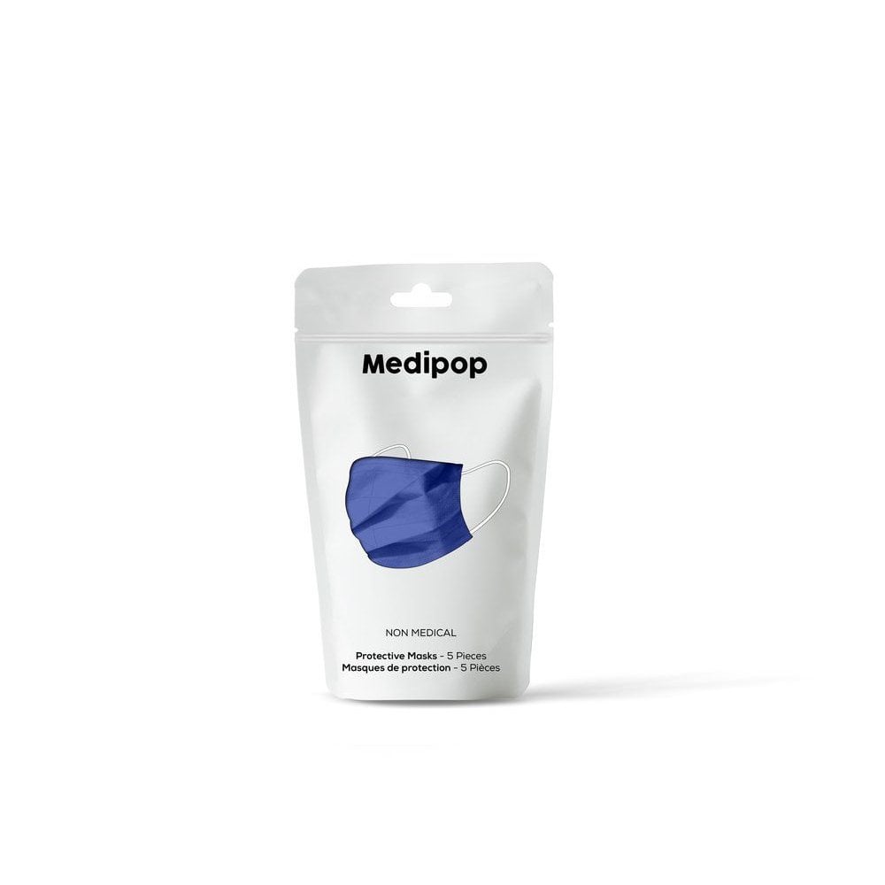 Disposable Mask 5 Pack - Neon Blue