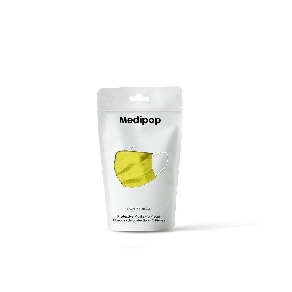 Disposable Mask 5 Pack - Neon Yellow