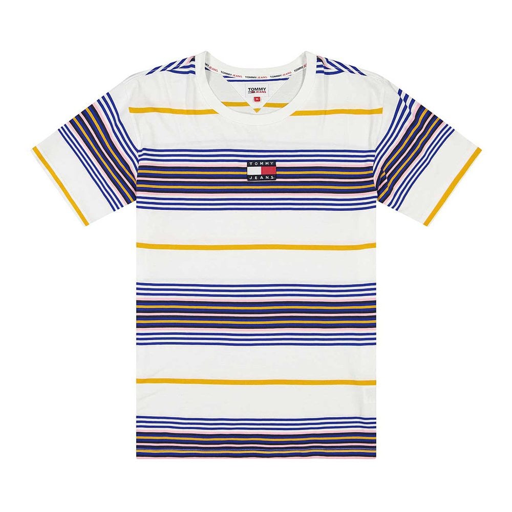 Centre Badge Stripe T-Shirt - White/Multi