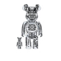 x H.R Giger 400% + 100% Be@rbrick - White/Chrome - White Chrome