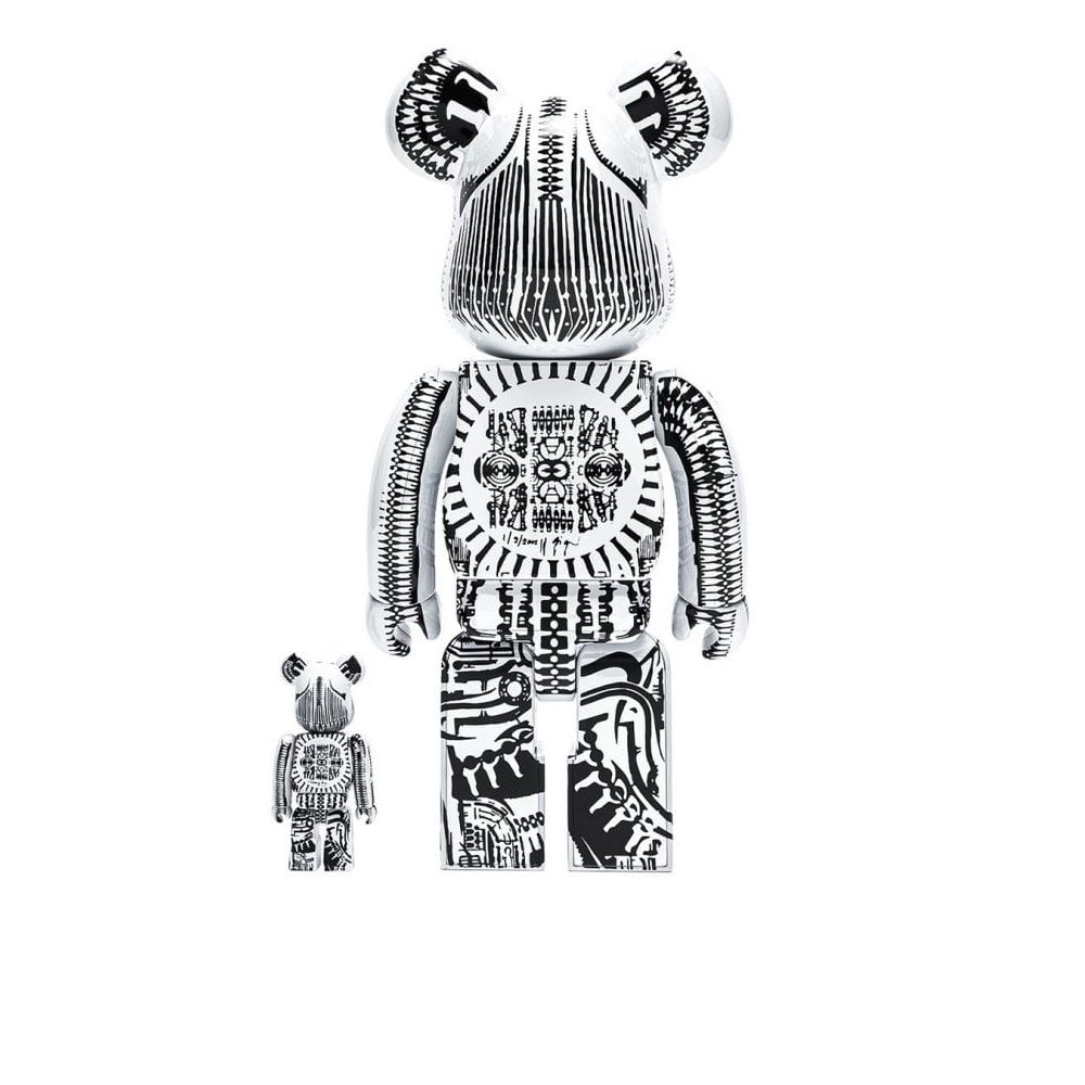 x H.R Giger 400% + 100% Be@rbrick - White/Chrome - White Chrome