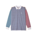 Marcel Striped Long Sleeve Polo Shirt - Dark Denim
