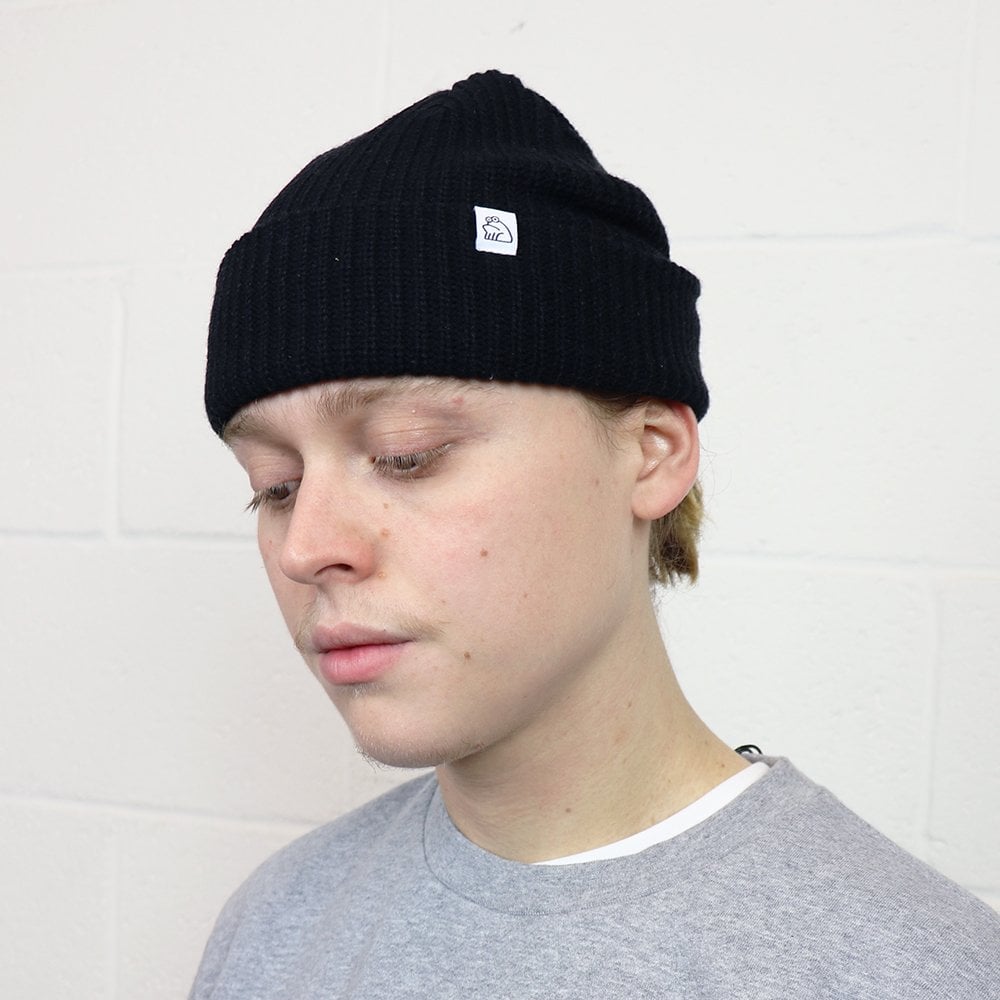 Sad Frog Badge Beanie - Black