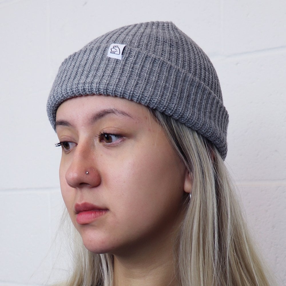 Sad Frog Badge Beanie - Grey Heather