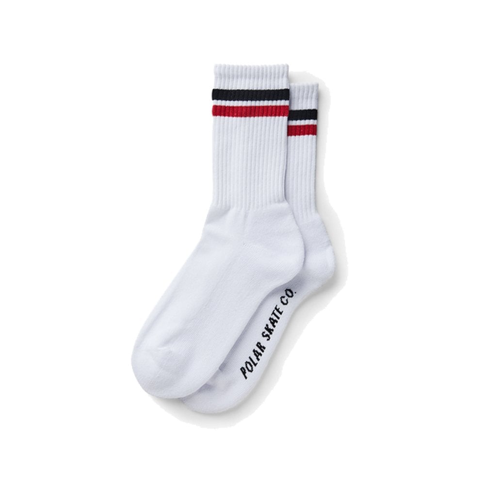 Stripe Socks - Wht/Blk/Red