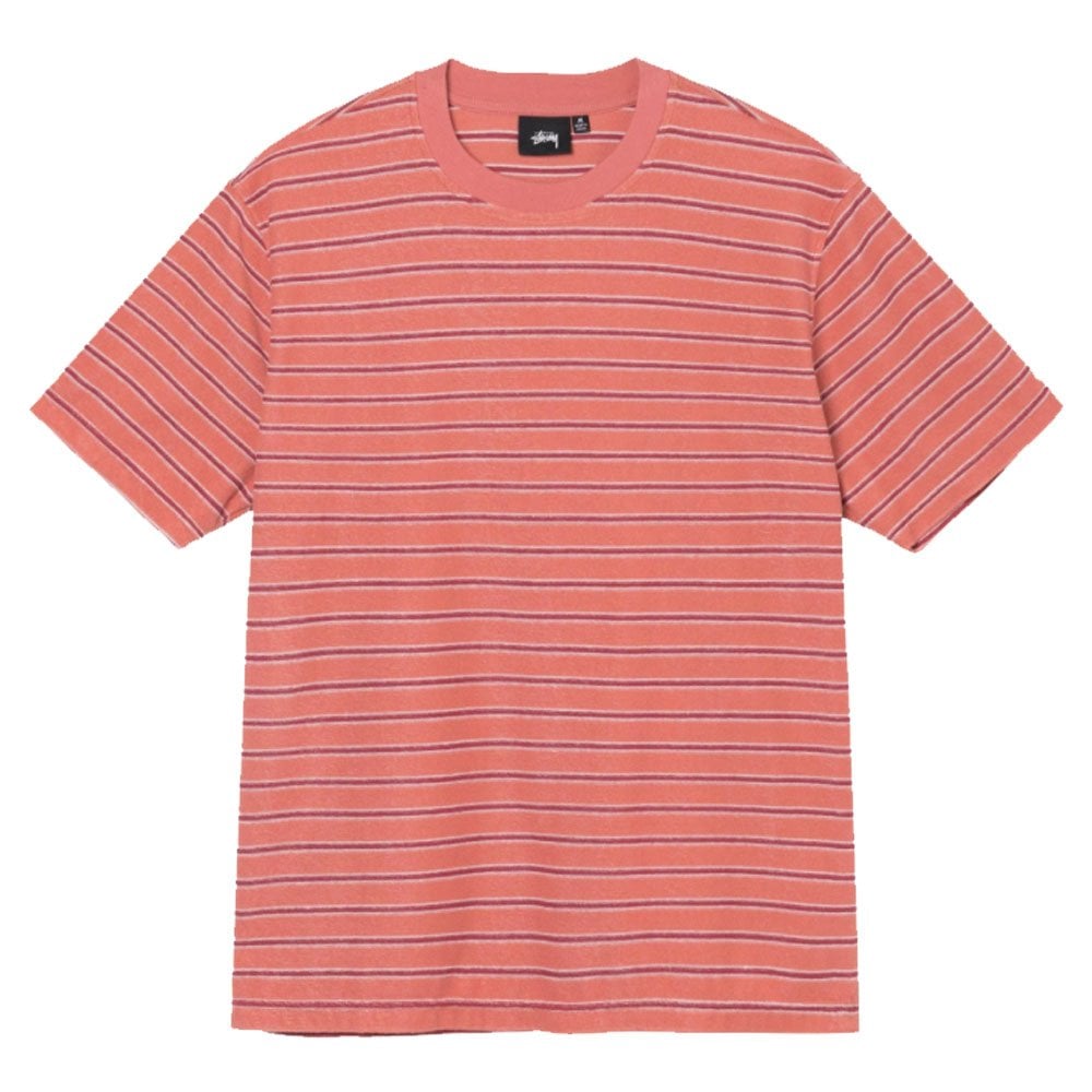 Striped Terry Crewneck T-Shirt - Peach