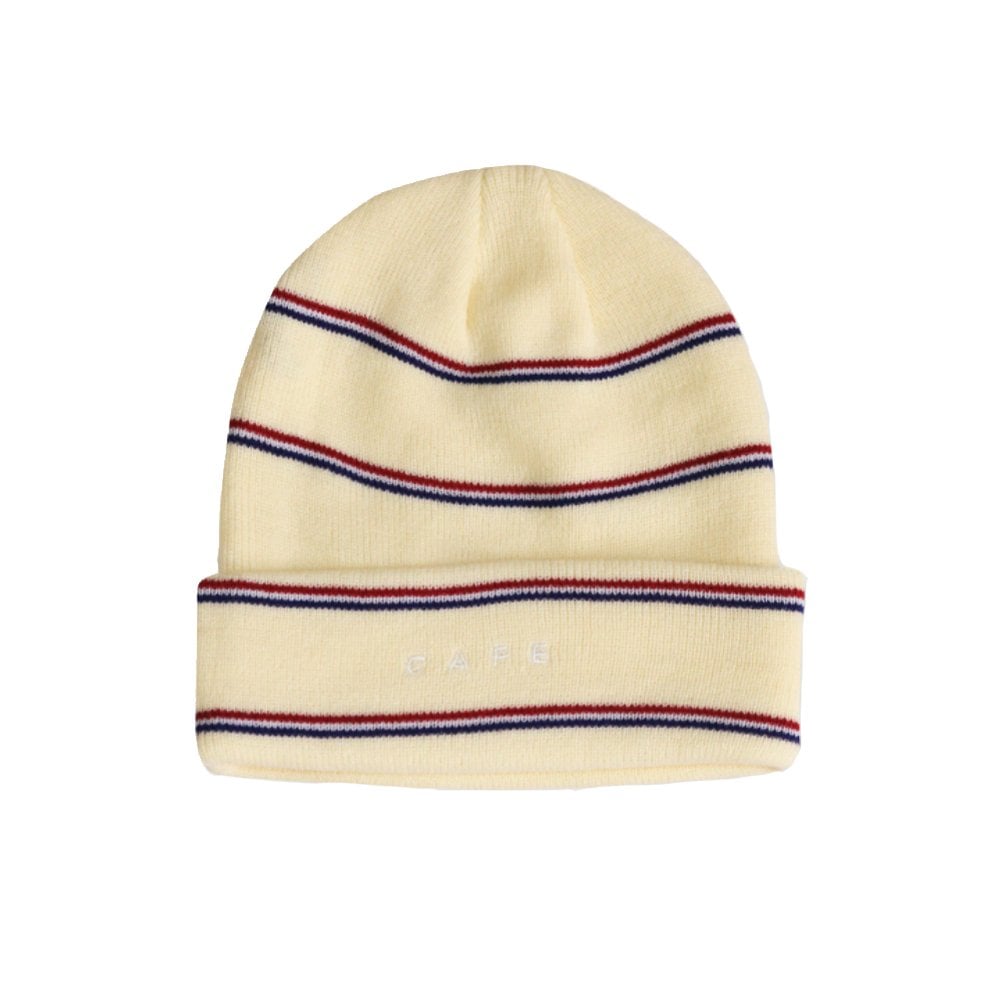 Stripe Fold Beanie - Cream