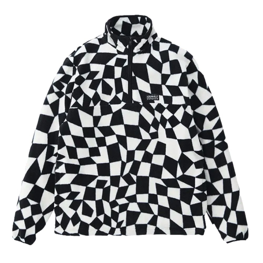 Mock Neck Fleece - Black Check