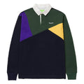 Mixed Up Long Sleeve Knit Polo Shirt - Navy