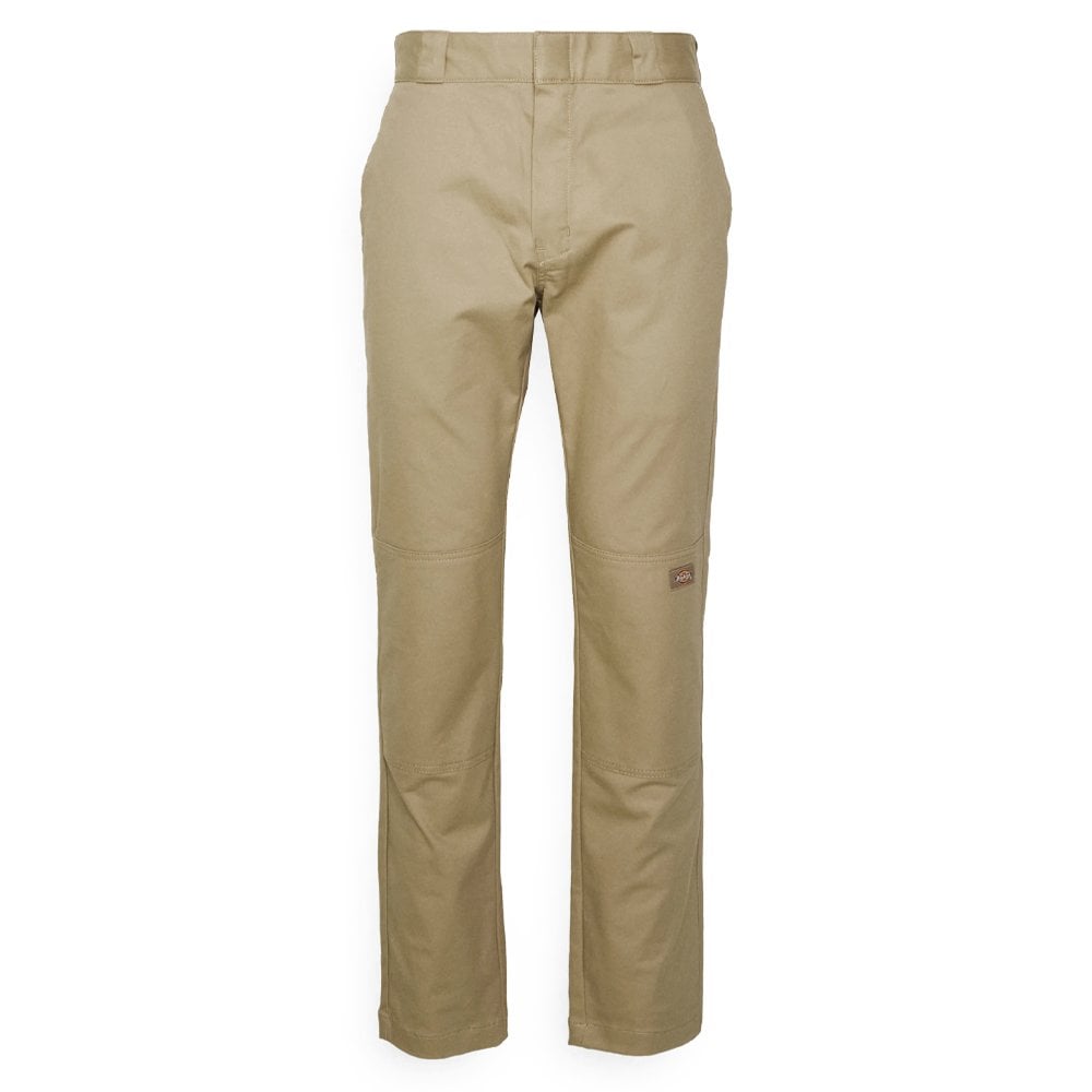 Slim Straight Double Knee Pants - Khaki