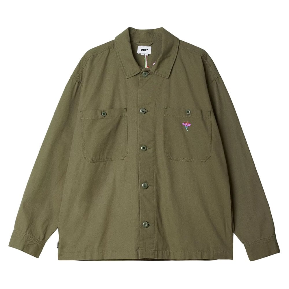 Contrast Shirt Jacket - Smokey Olive