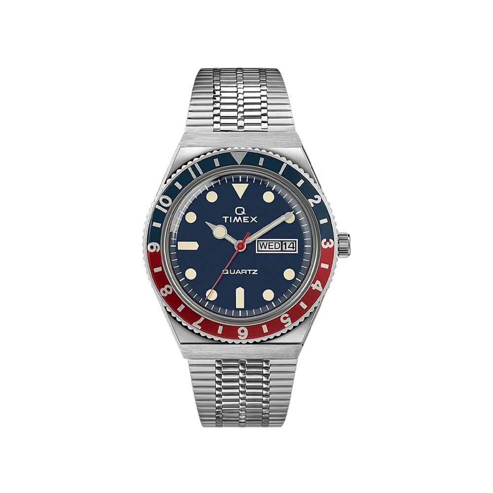 Q Timex Reissue 38mm Stainless Steel Watch - Blue/Red