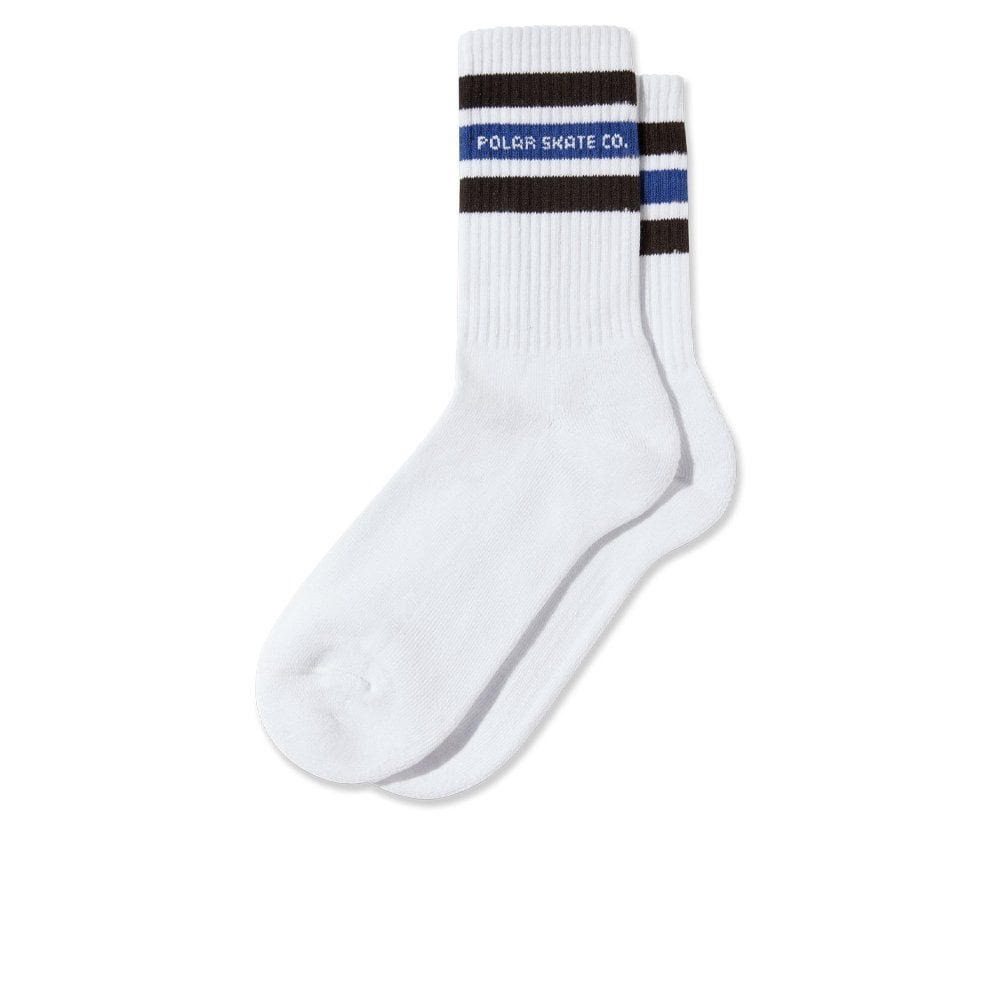 Fat Stripe Socks - Wht/Brwn/Blu