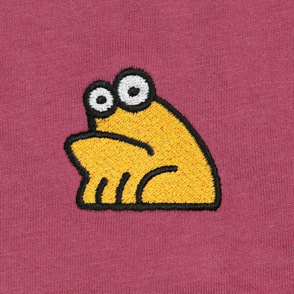 Sad Embroidered T-Shirt - Berry
