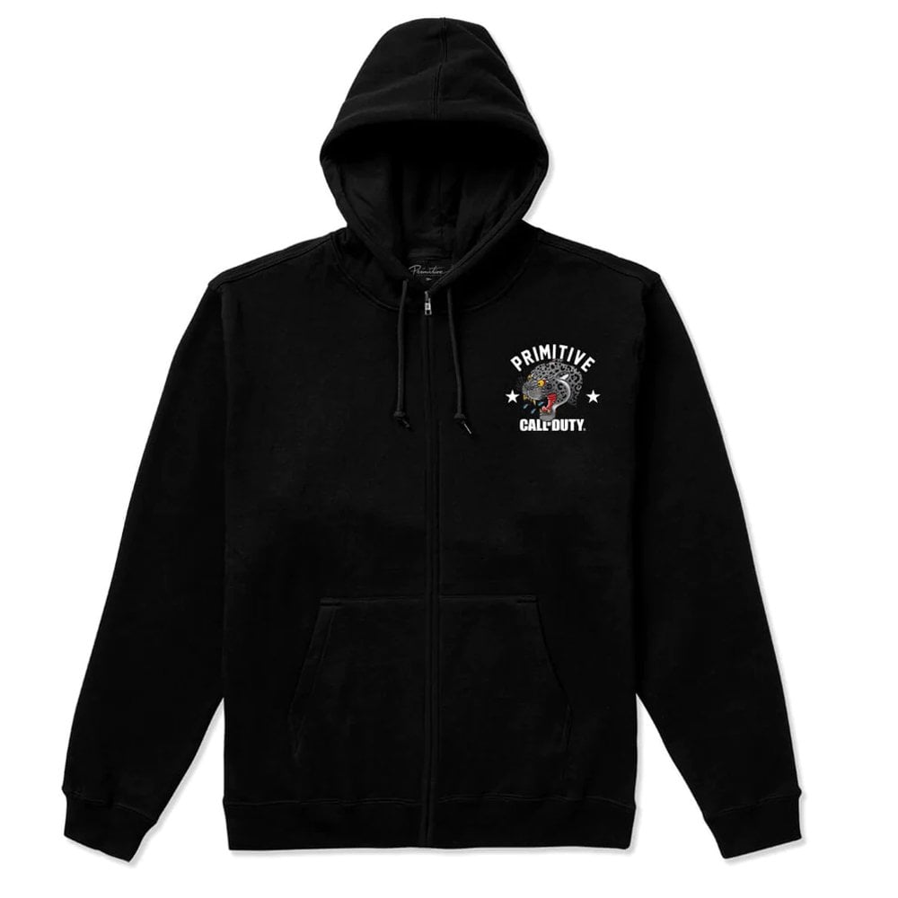 Black Jaguar Zipped Hoodie - Black
