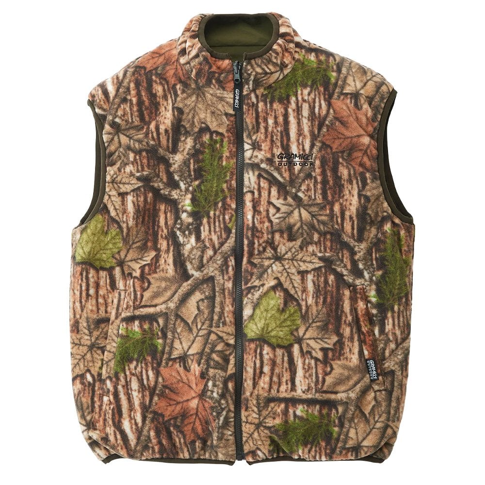 Reversible Fleece Vest - Leaf Camo