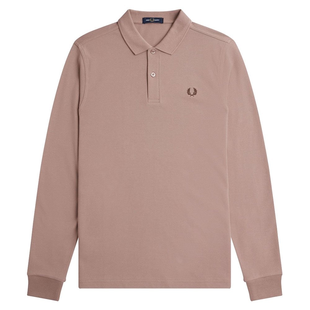 Plain Long Sleeve Polo Shirt - Dark Pink