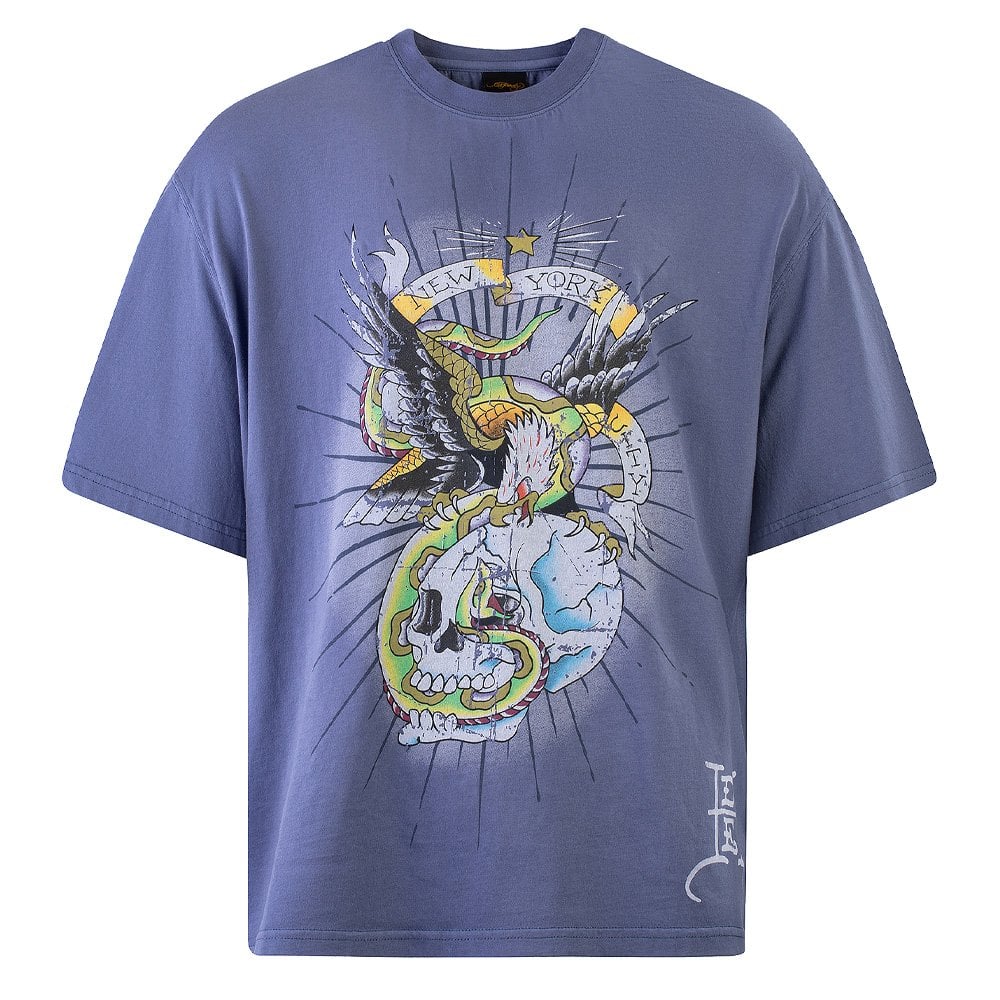 Eagle And Snake Battle T-Shirt - Indigo