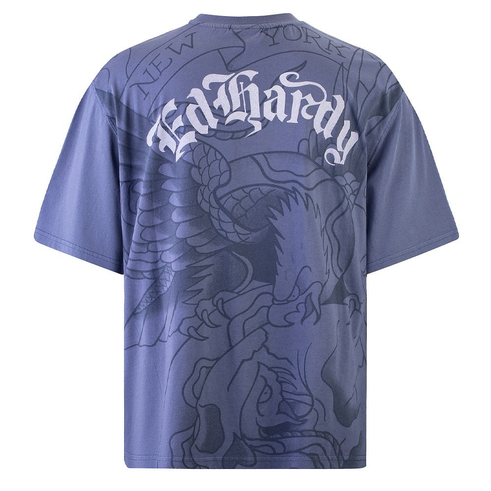 Eagle And Snake Battle T-Shirt - Indigo