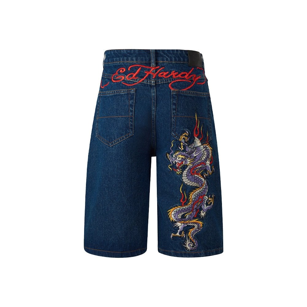 Battle Dragon Denim Short - Indigo