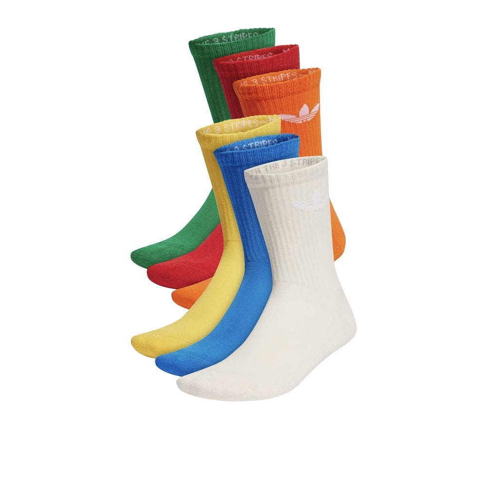 Trefoil Cushion Crew Socks 6 Pack - Rainbw Multi