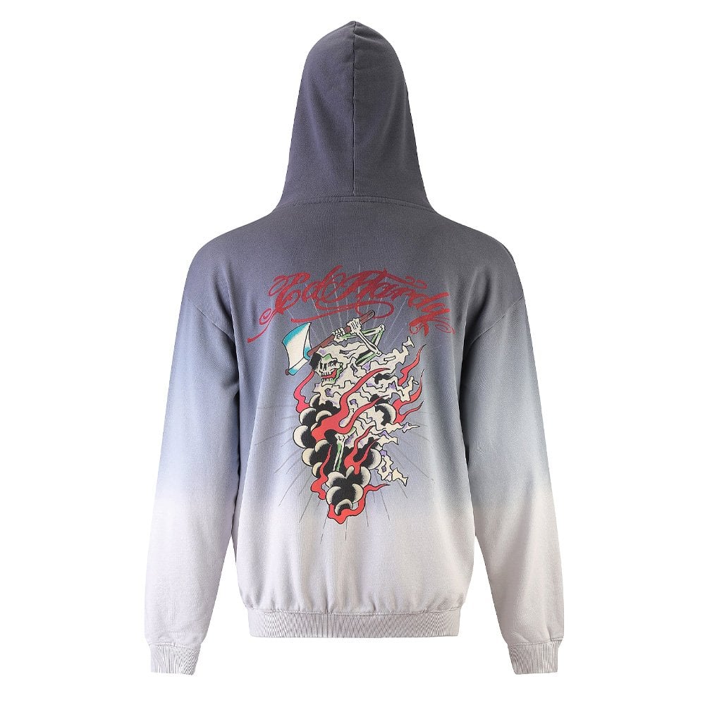 Death Fighter Graphic Hoodie - Black/Grey