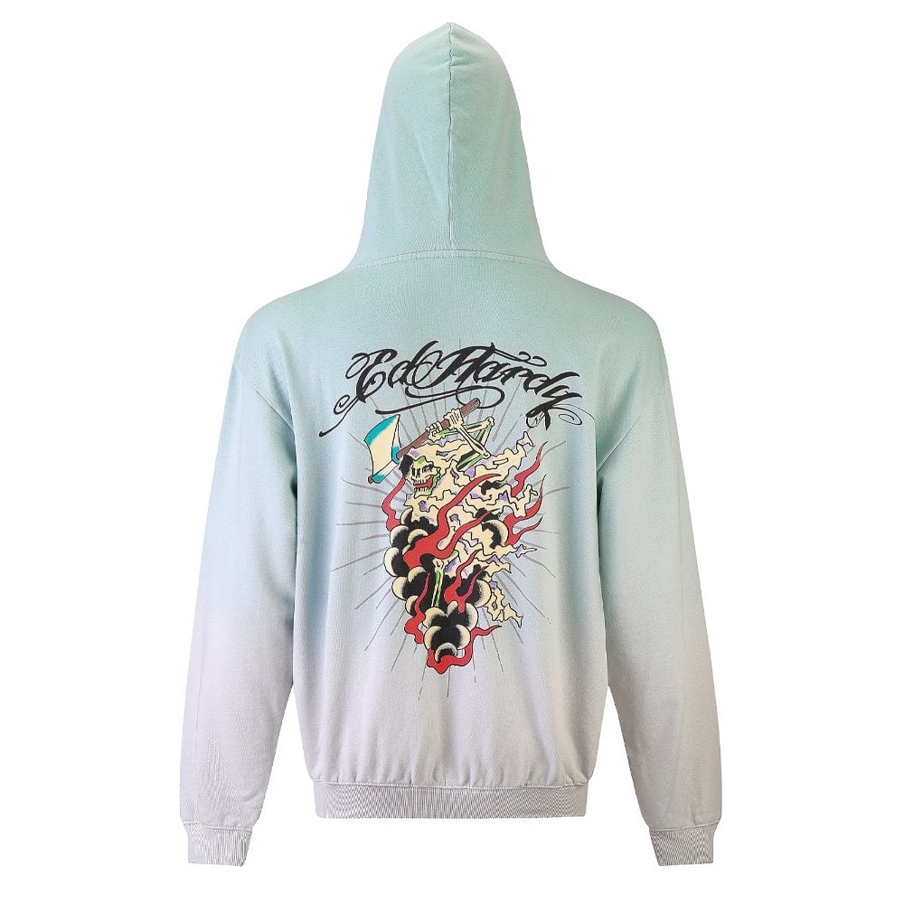 Death Fighter Graphic Hoodie - Lt Green/Gry