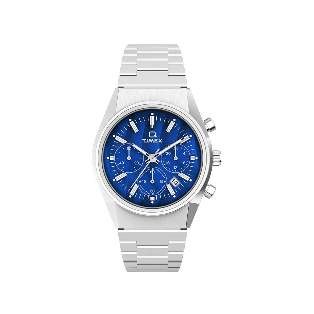 Q Falcon Eye Chronograph 40mm Stainless Steel Bracelet Watch - Blue