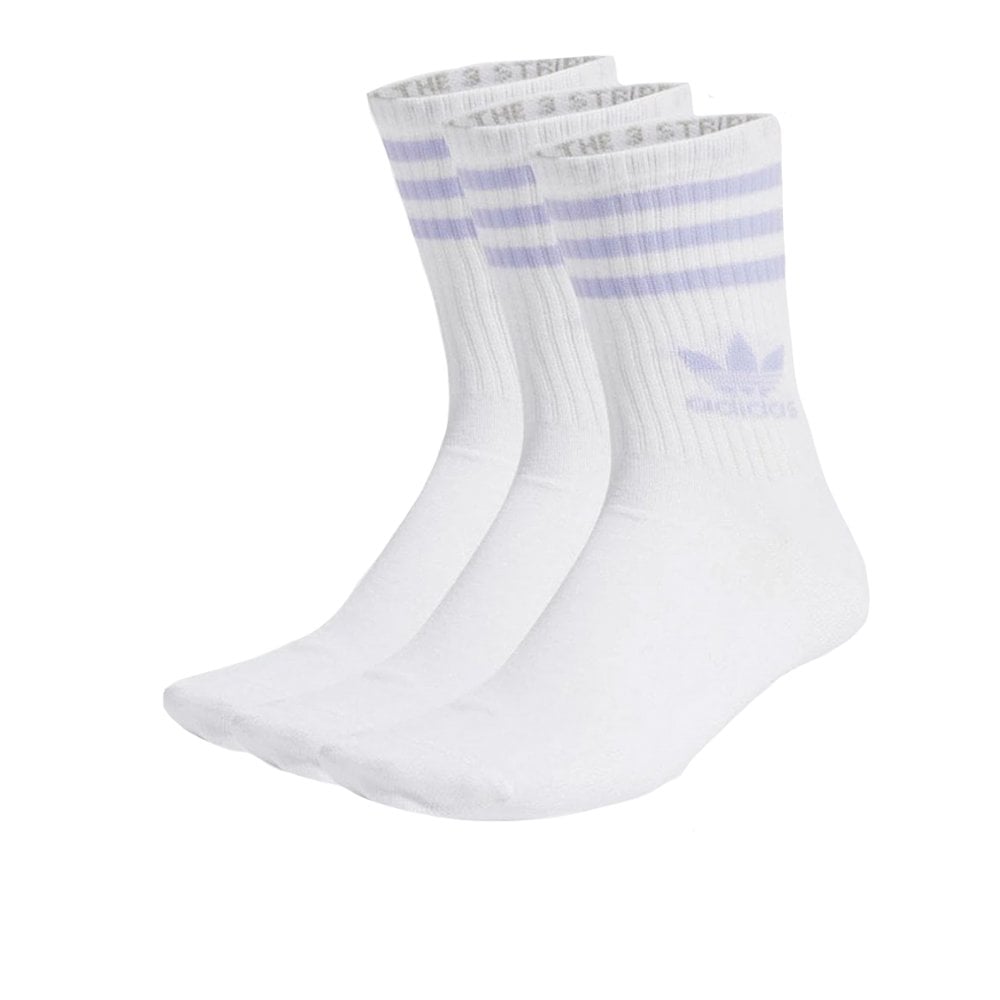 Mid Cut Crew Socks 3 Pack - Wht/Violet