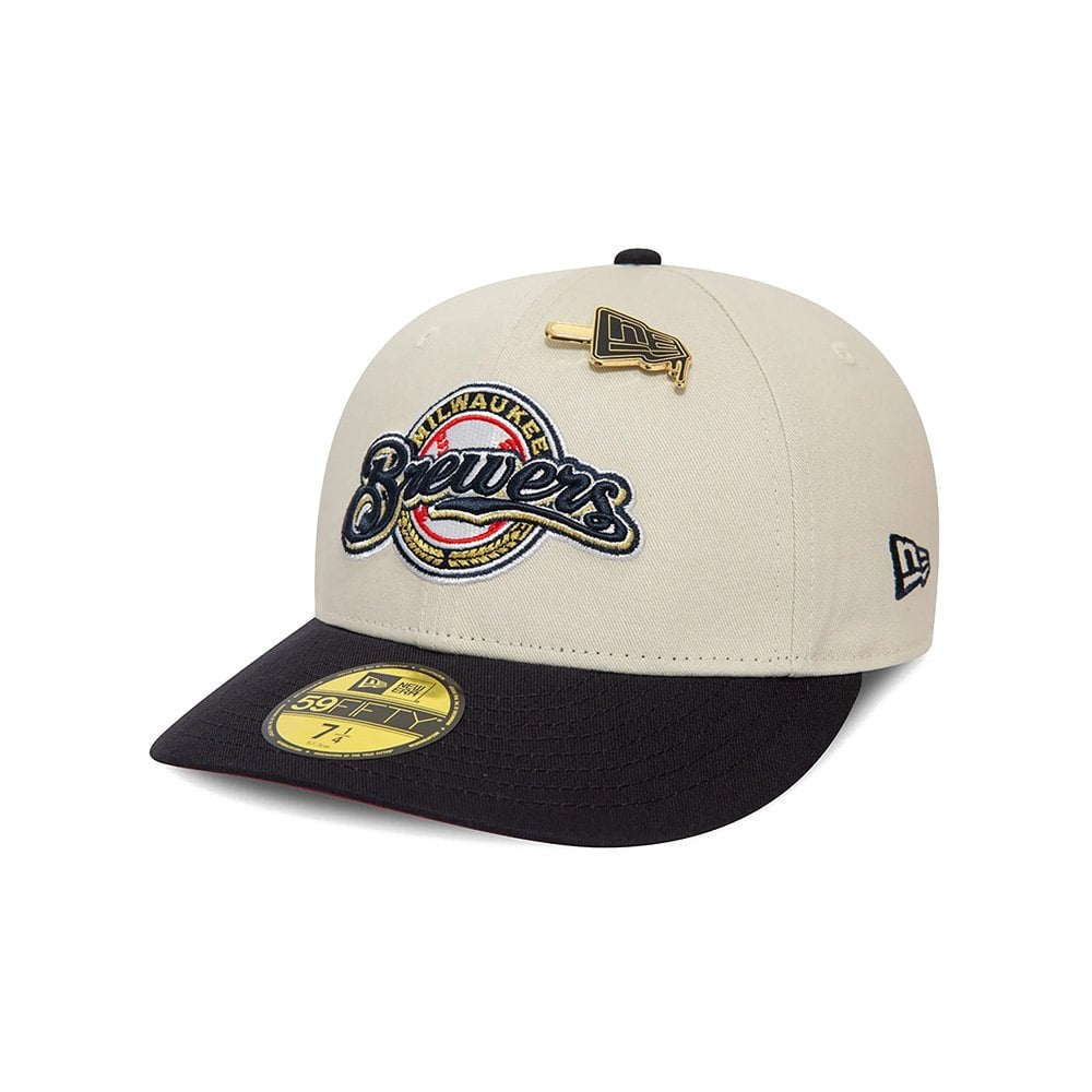 Milwaukee Brewers MLB Pin Low Profile 59FIFTY Fitted Cap - Cream/Navy