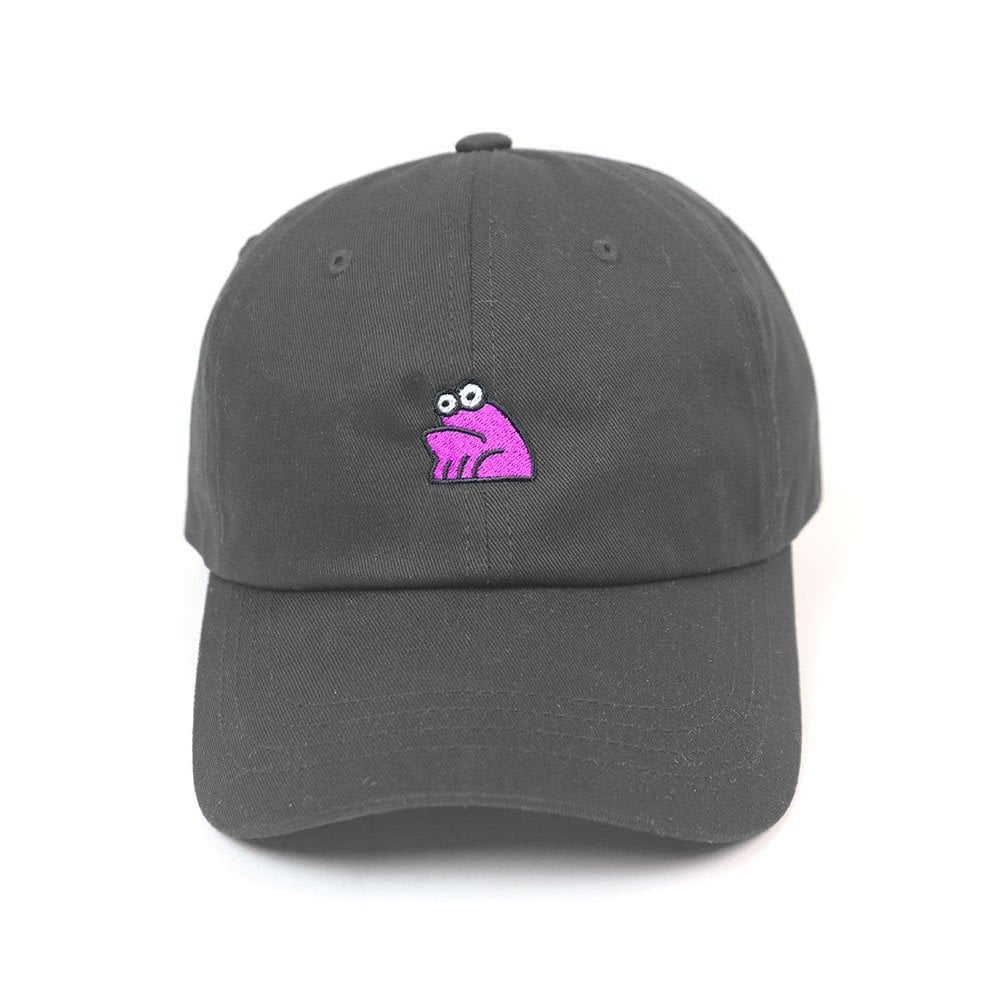 Sad Embroidered Cap - Charcoal/Pnk