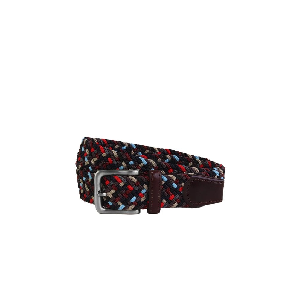Multi Coloured Web Belt - Blk/Brwn/Red
