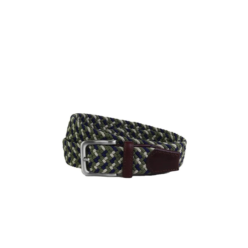 Multi Coloured Web Belt - Grn/Blu/Ecru