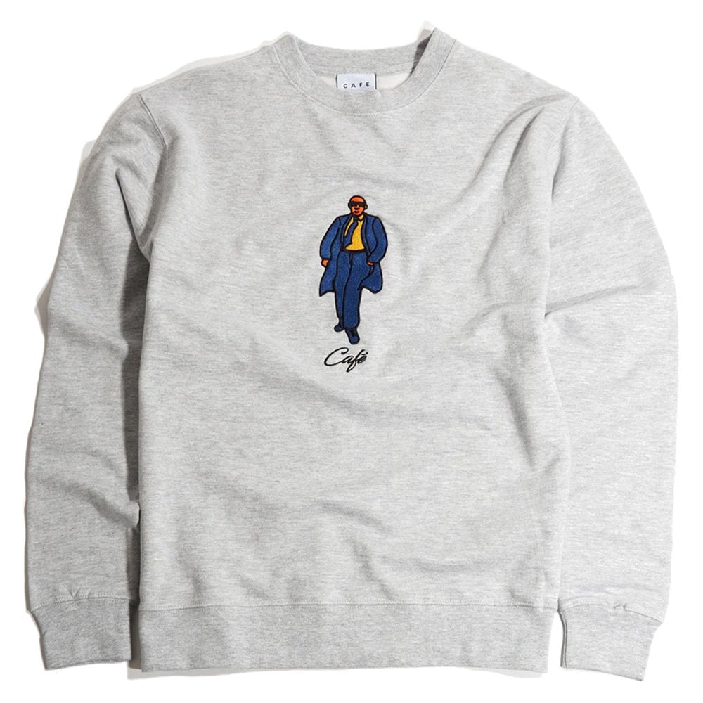 Suited Embroidered Crew - Heather Grey