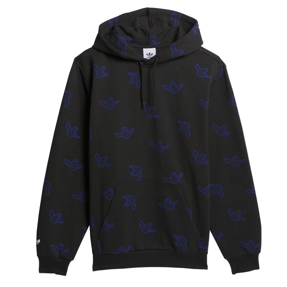Shmoofoil Allover Print Hoodie - Blk/Ryl Blue