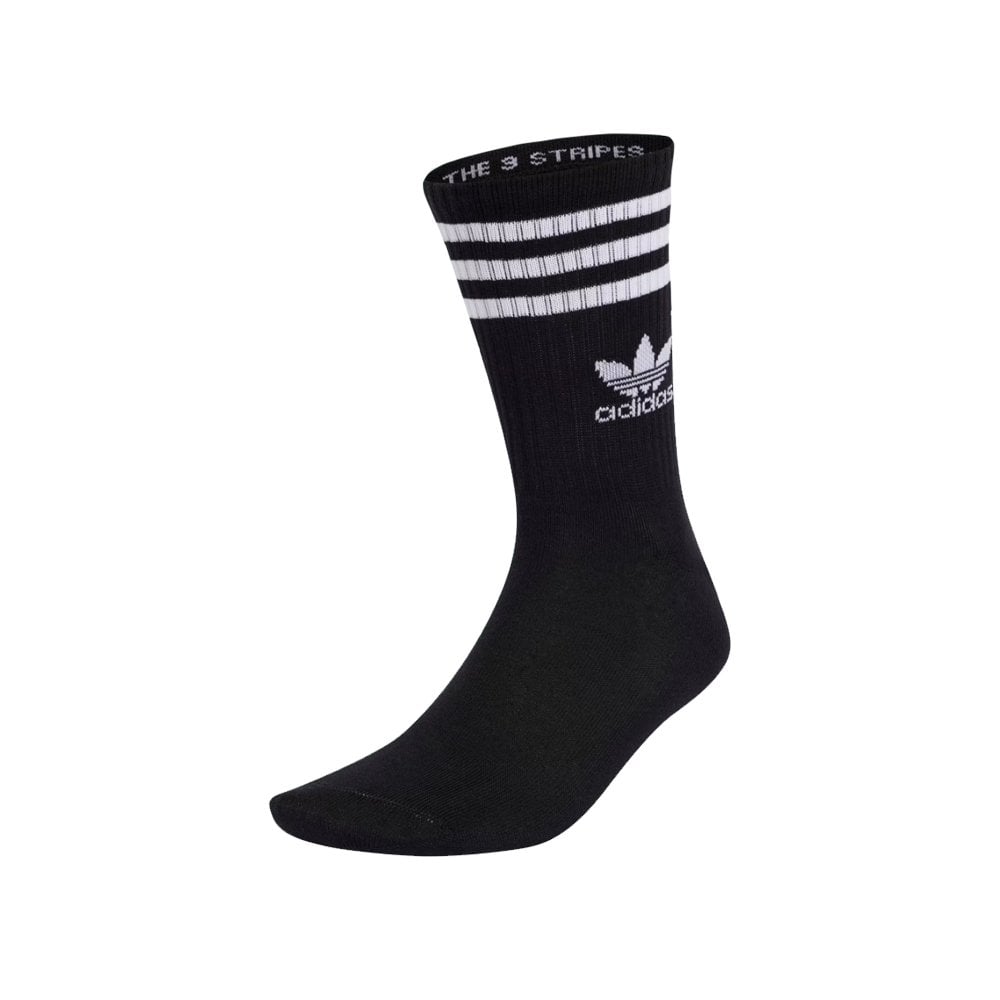 3 Stripe Crew Sock 6 Pack - Black/White