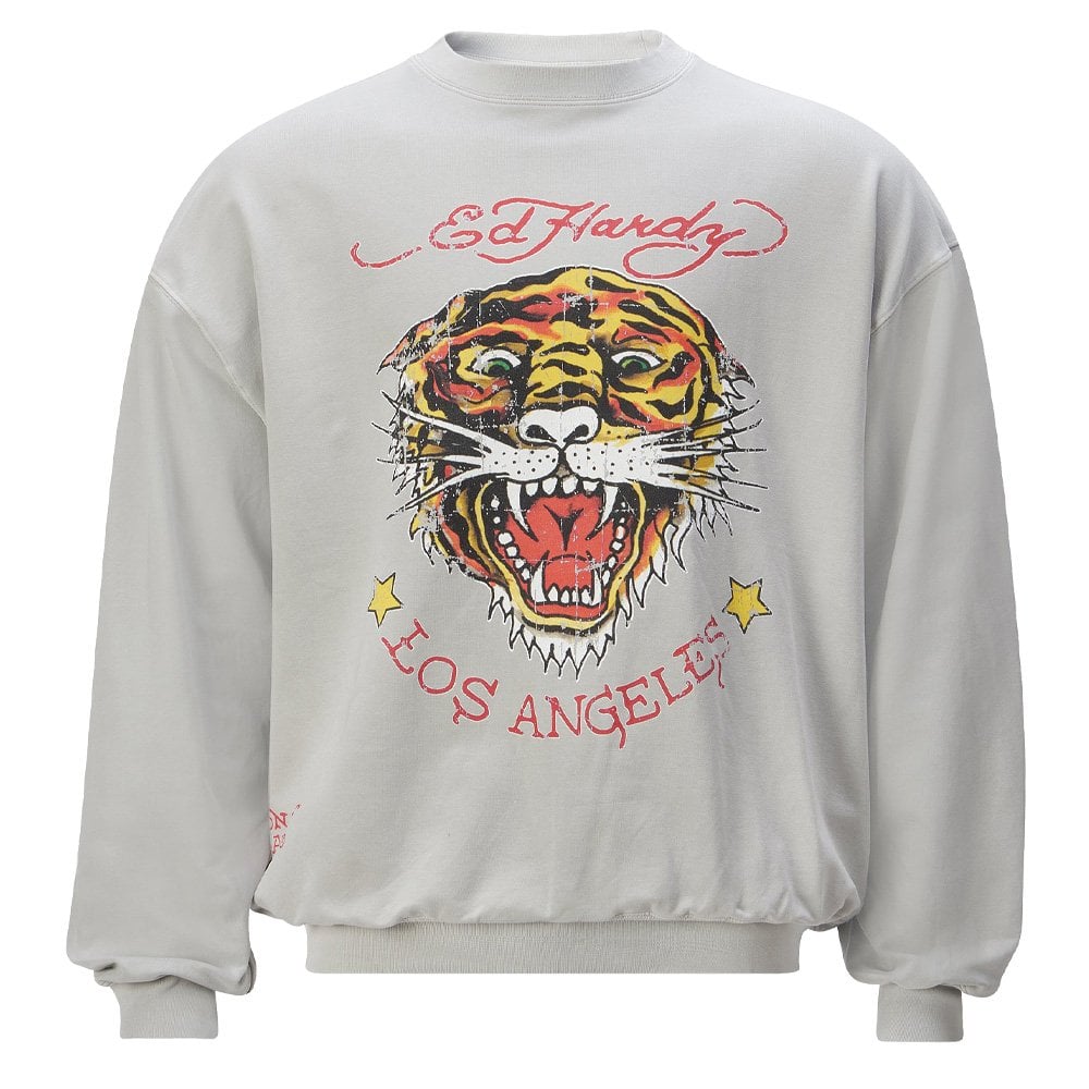 Tiger-Vintage Roar Crewneck Sweatshirt - Grey