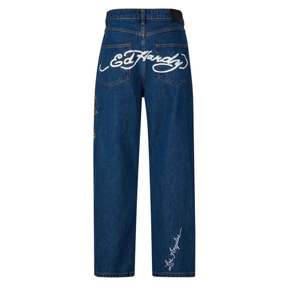 Battle Dragon Tattoo Baggy Jeans - Indigo
