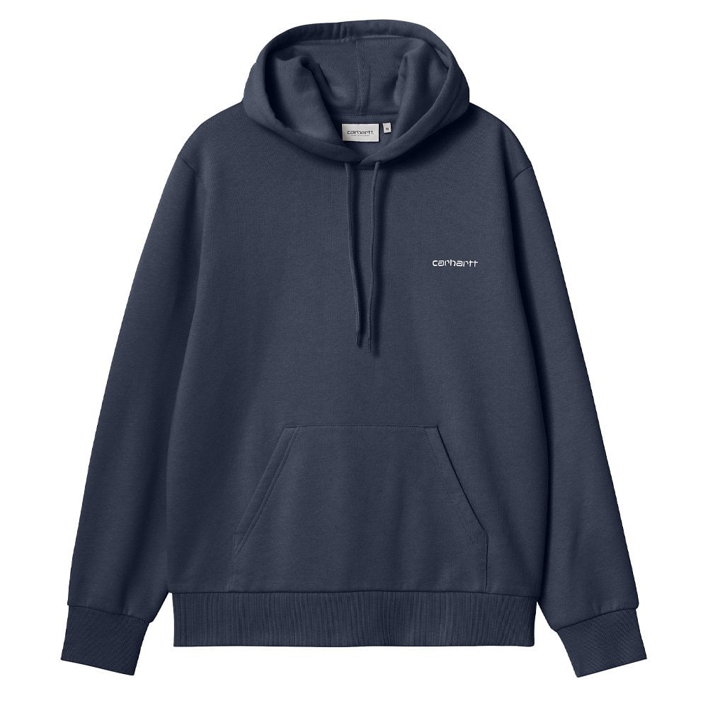 Hooded Script Embroidery Sweatshirt - Af Blue/Wht