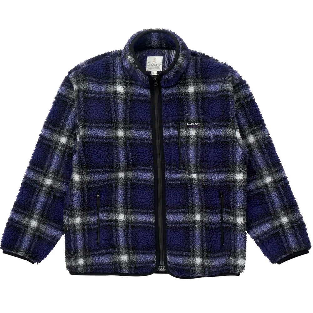 Shadow Plaid Sherpa Jacket - Purple